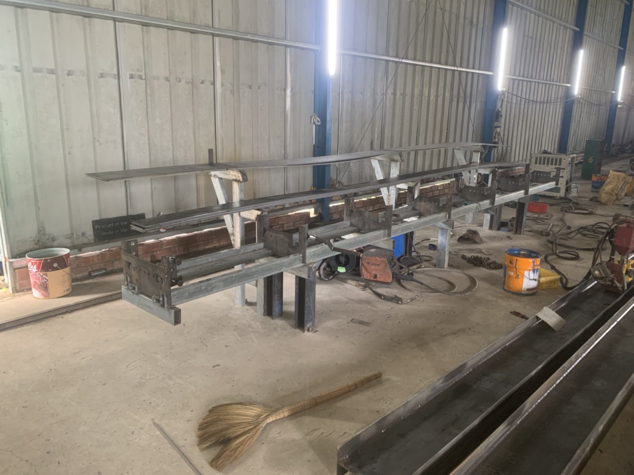 Welding fixtures and jigs at a Vietnam fabrication shop ensuring dimensional accuracy of weldments