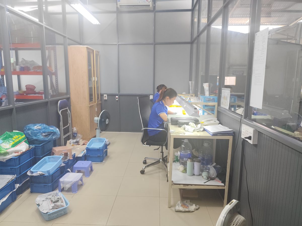 Inspection area at Khang Thien Phuoc — dimensional quality verification Vietnam factory