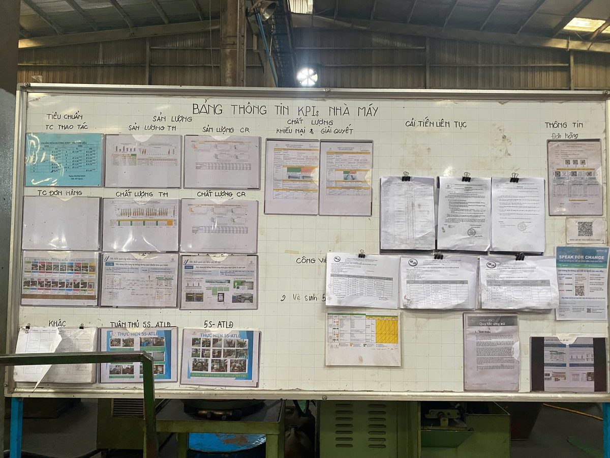 Lidovit factory KPI production management board lean manufacturing Vietnam